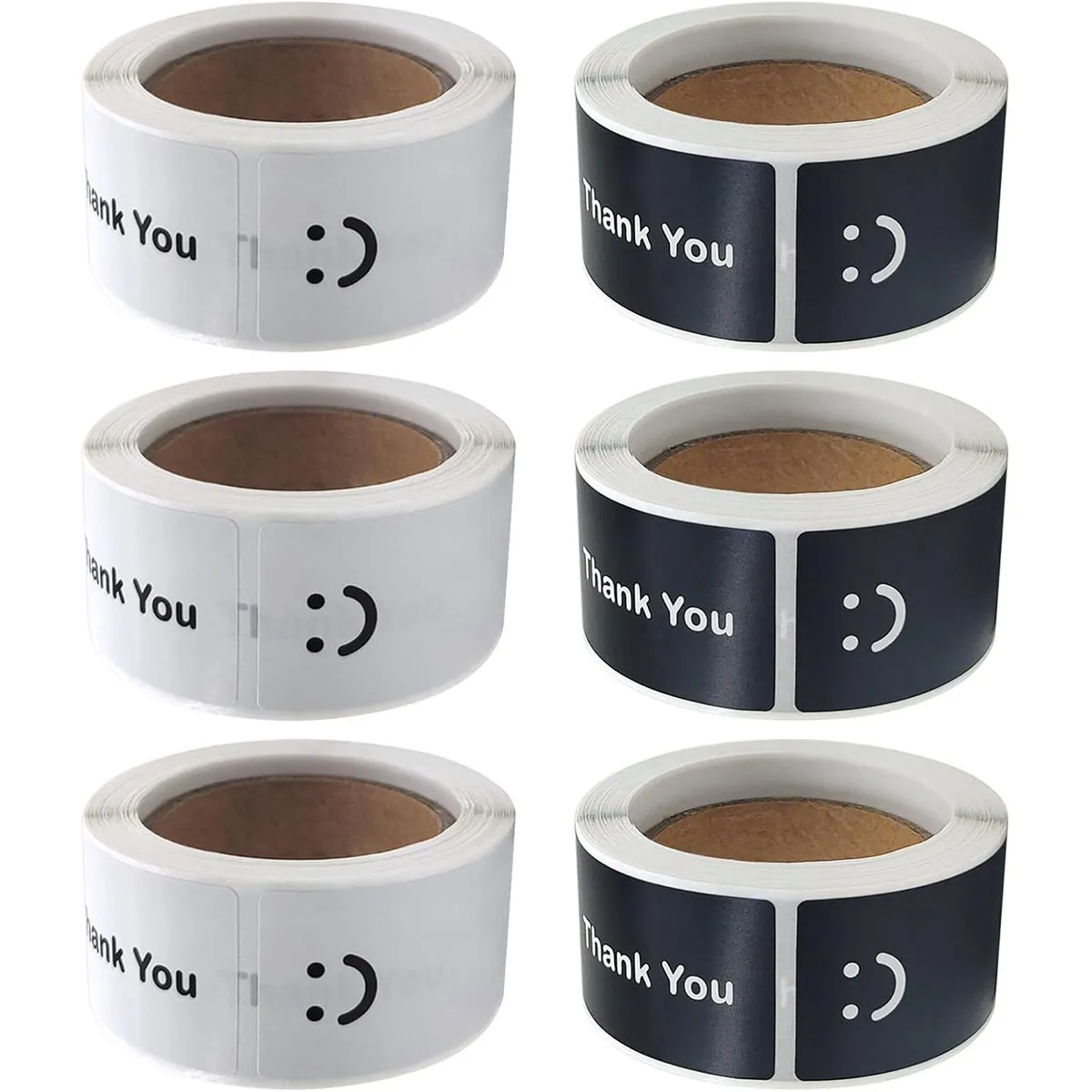 Rectangular Thank You Smiley Face Sealing Stickers Minimalist PVC Labels For Gift Box Packaging Decoration Retail Use