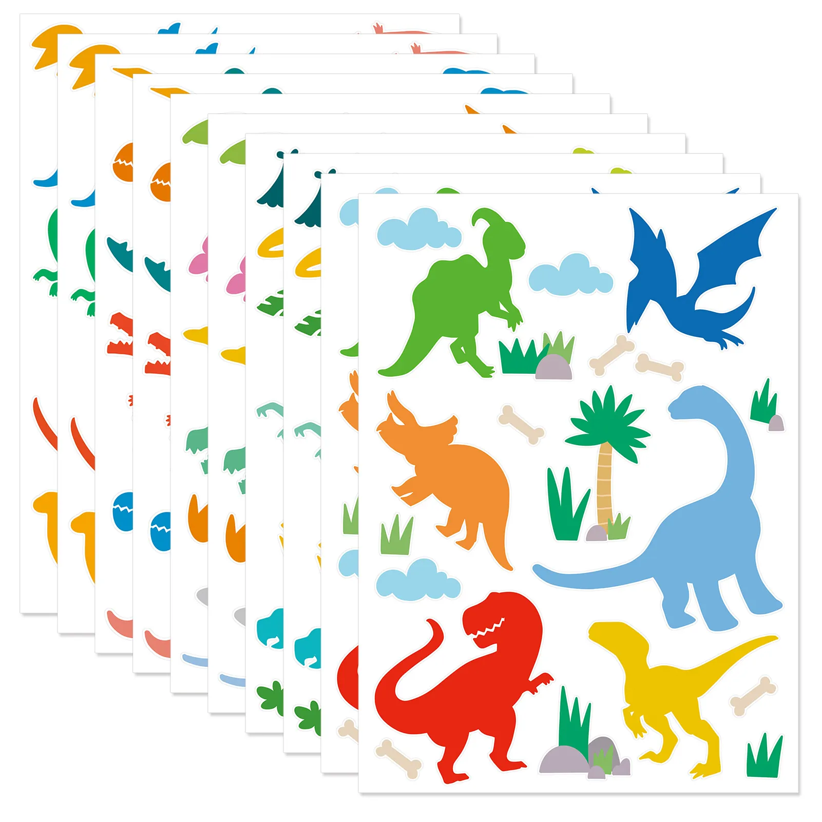 Cute Cartoon Dinosaur Wall Stickers PVC Self Adhesive Decals For Kids Room Nursery Kindergarten Decor Colorful Animal Mural
