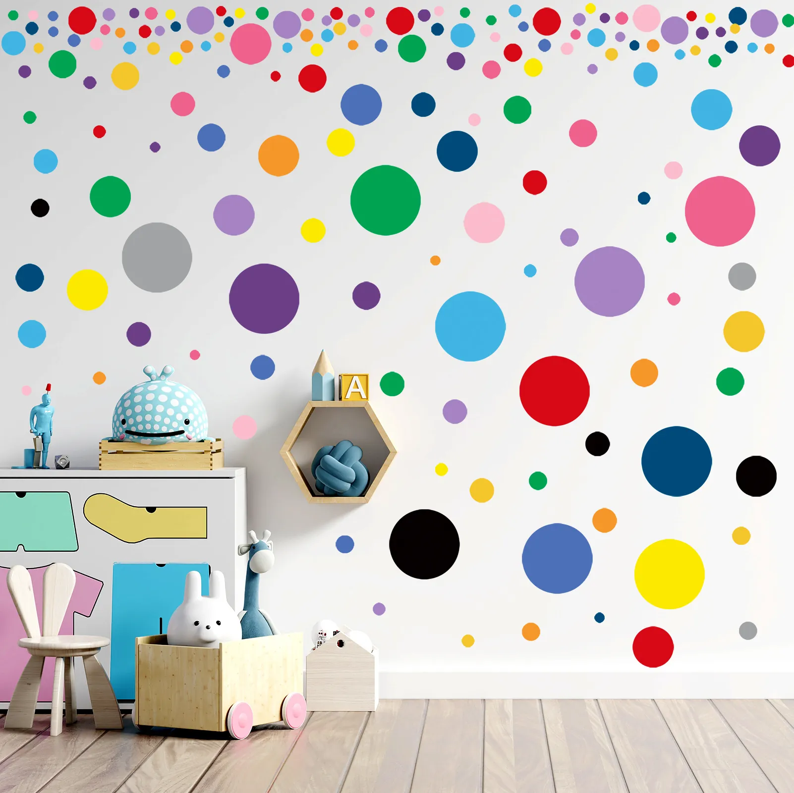 Colorful Polka Dot Wall Stickers DIY Removable PVC Round Decals For Bedroom Nursery Wardrobe Furniture Decoration