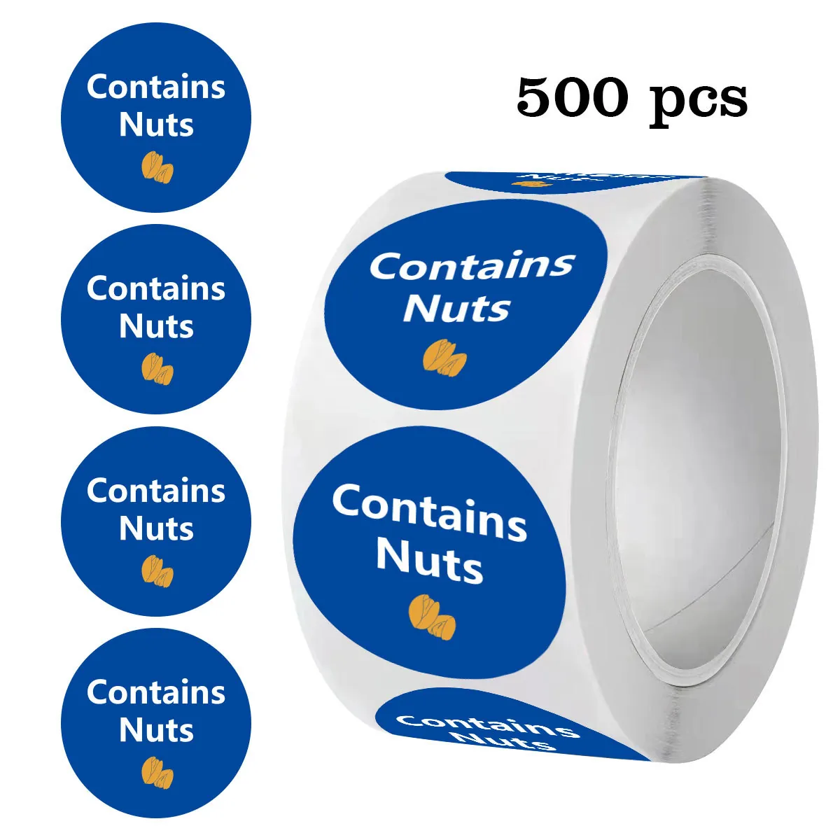 Contains Nuts Food Allergy Warning Labels Round Sealing Stickers For Bakery Product Identification Safety Warning Labels