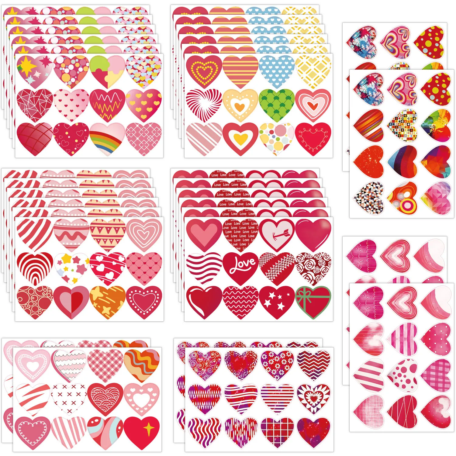 Herzmuster Valentinstag Aufkleber Für Hochzeit Geburtstag Dekor DIY Geschenkverpackung Selbstklebende Graffiti Herz Aufkleber Blätter
