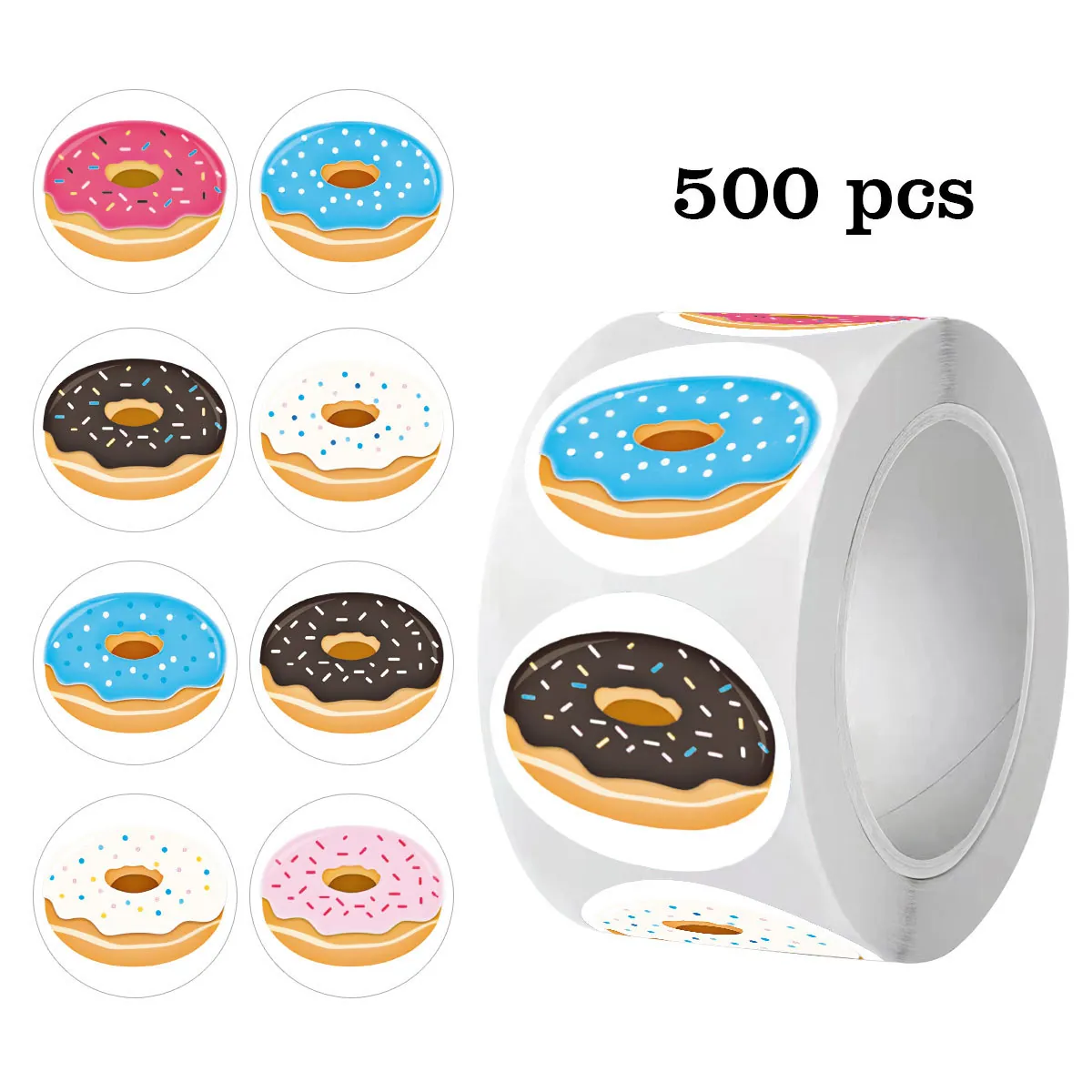 Donut Rollenaufkleber Runde Selbstklebende Siegel Etiketten Für Kuchen Dessert Backen Geschenk Verpackung Dekoration Aufkleber