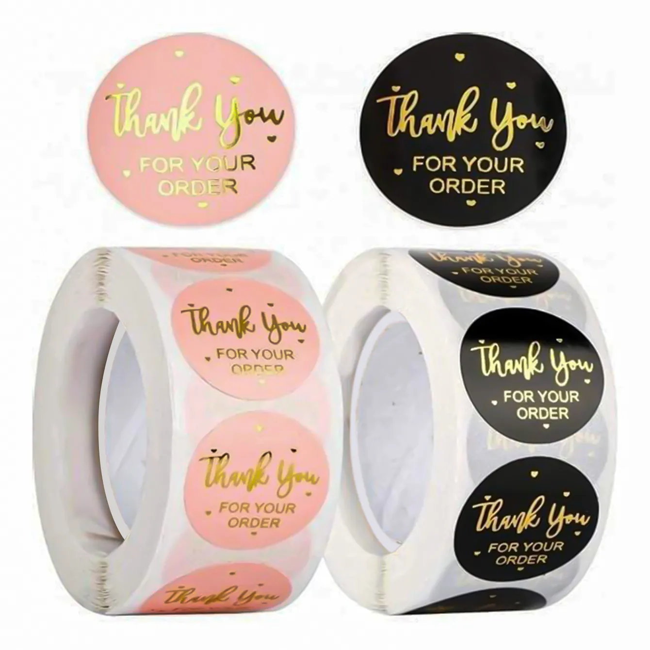 Vintage Gold Stamping Thank You Stickers Round Adhesive Sealing Labels For Small Business Gift Wrapping Envelope Decorative Sticker