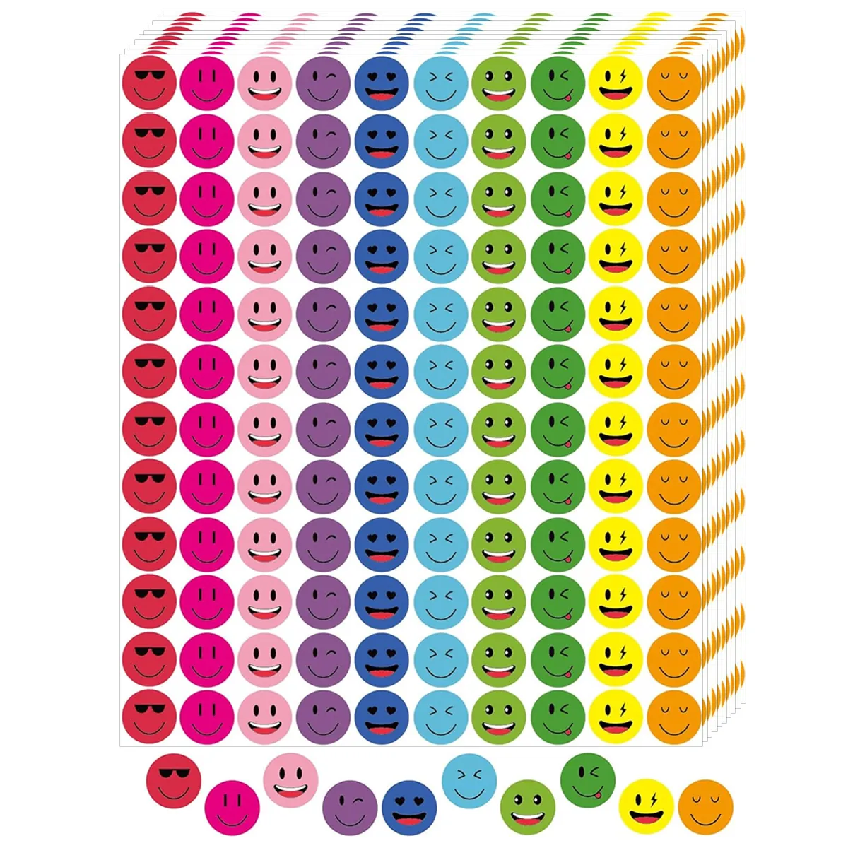 Autocollants de Récompense Visage Souriant pour Enfants Étudiants Multicolore Expression Smiley Dessin Animé Étiquettes Adhésives Rondes pour Enseignants École Maison
