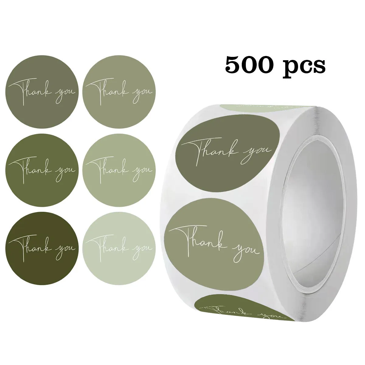 Thank You Stickers Round Adhesive Labels Morandi Green Earth Tones For Small Business Packaging Gift Sealing Envelopes Decor