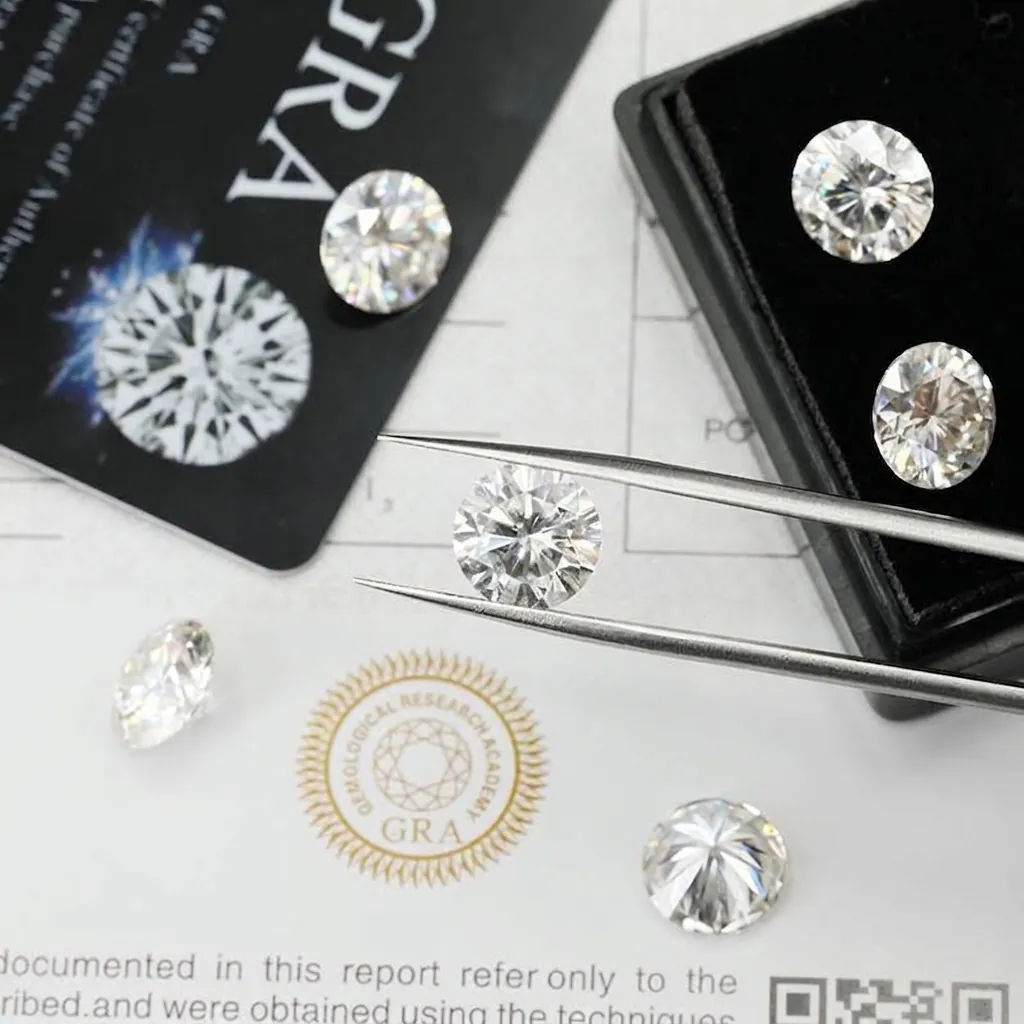 D Color VVS1 Hearts And Arrows Moissanite Loose Stone Round Brilliant Cut Lab Grown Diamond With GRA Certificate For Jewelry Ring Making