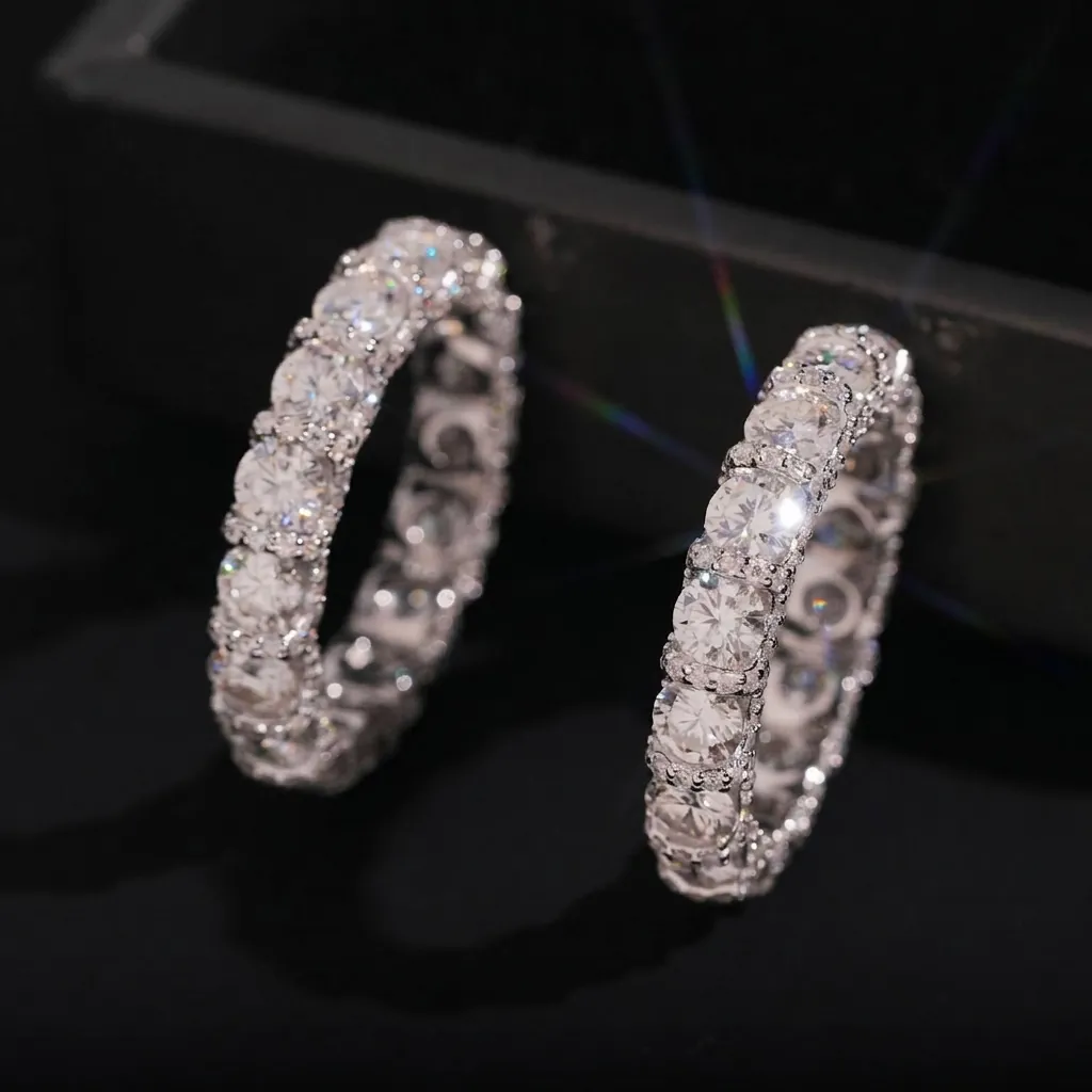 925 Sterling Silver Moissanite Ring For Men Women 4.0mm Round Full Diamond Eternity Band Hip Hop Ins Style Finger Ring With GRA