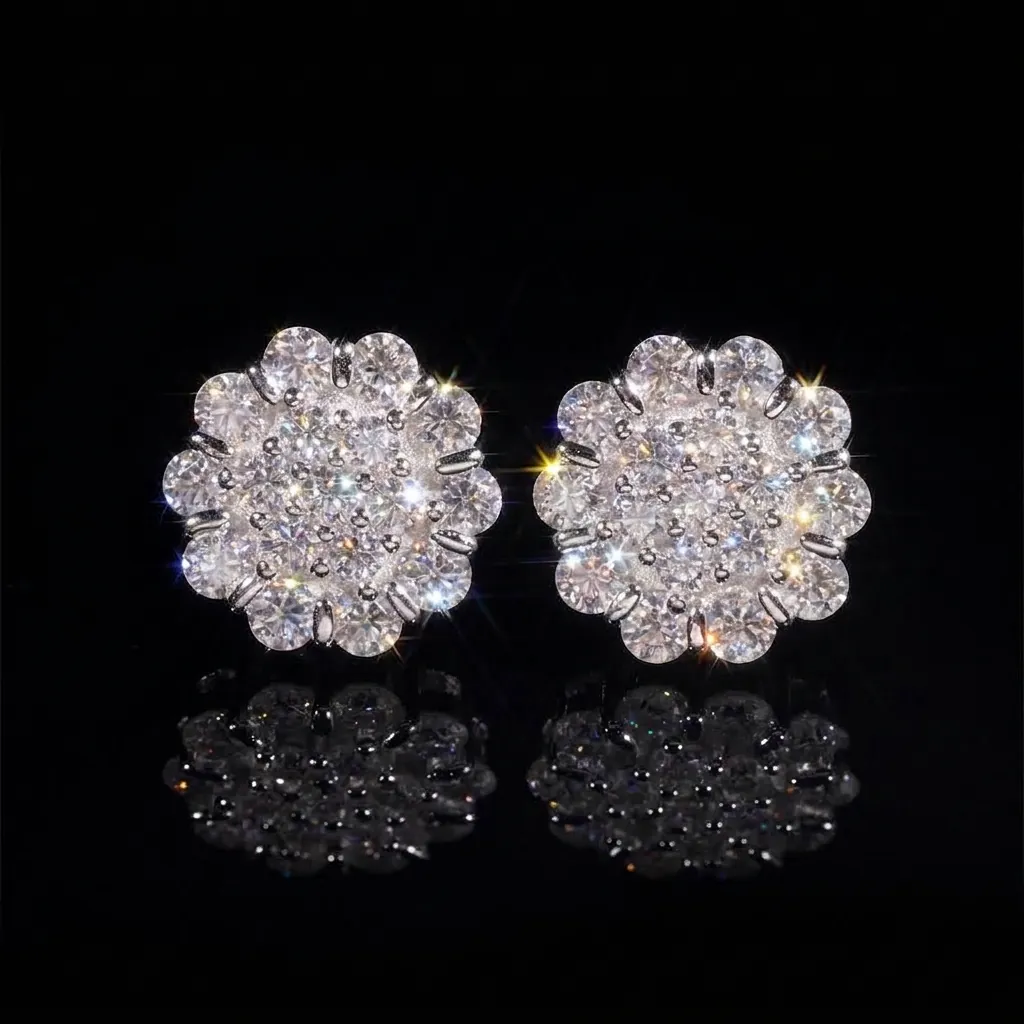 Pendientes de Botón de Moissanita y Plata de Ley 925 para Hombre y Mujer Hip Hop GRA Certificado Conjunto de Joyas con Caja
