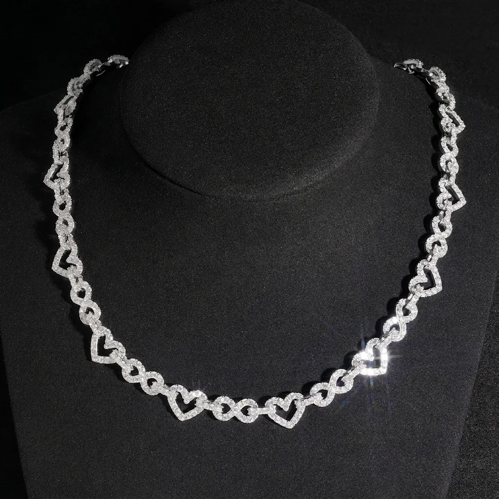8,5mm Κολιέ Κουβανέζικη Αλυσίδα Moissanite Infinity Καρδιά Ασήμι 925 Hip Hop Κοσμήματα Moissanite Χρώμα D Άνδρες Γυναίκες GRA