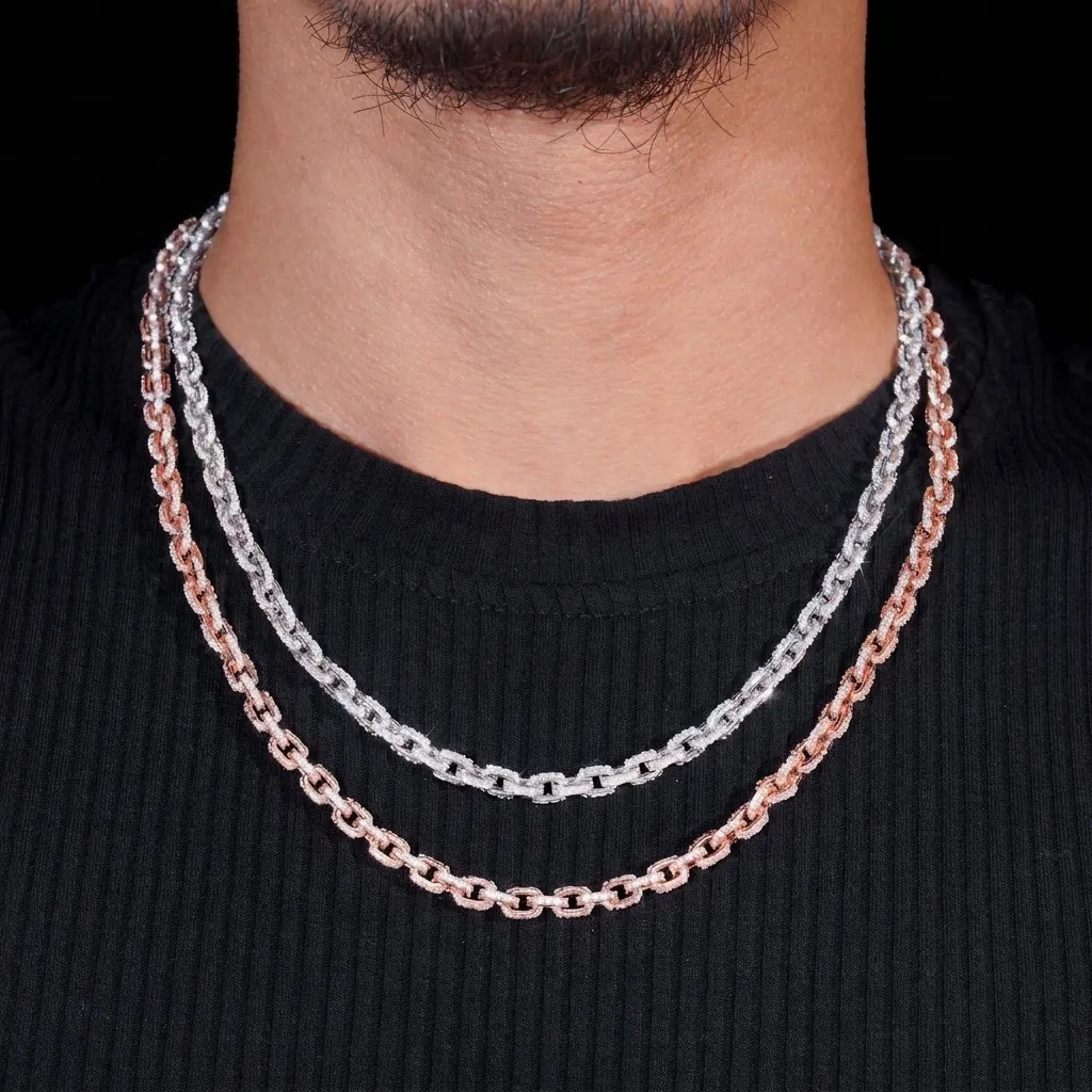 Collier en Argent Sterling 925 Moissanite GRA Hommes Femmes Hip Hop Chaîne Marina Maille Gourmette Bijoux Iced Out
