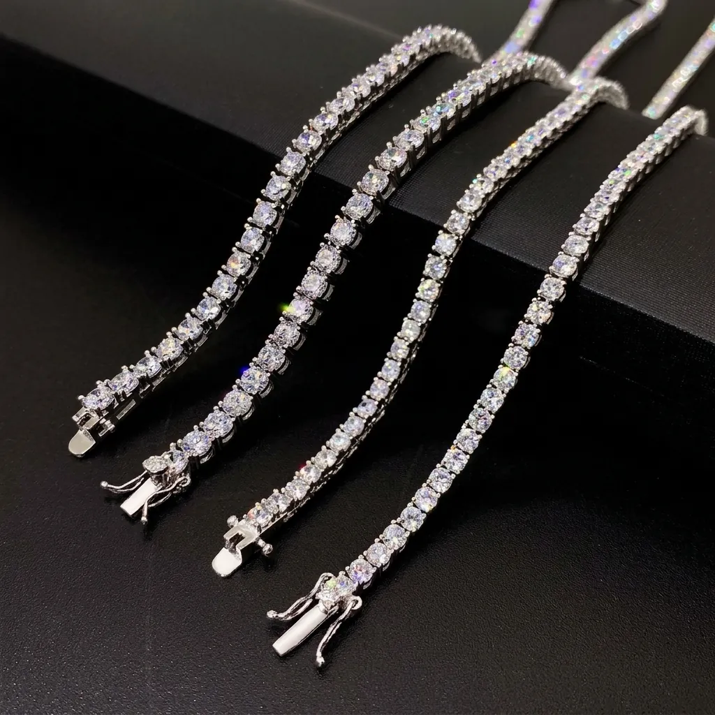 Collier Chaîne Tennis Hip Hop 4mm en Argent Sterling 925 avec Moissanite pour Hommes Femmes Bijoux Iced Out Cadeau Certificat GRA