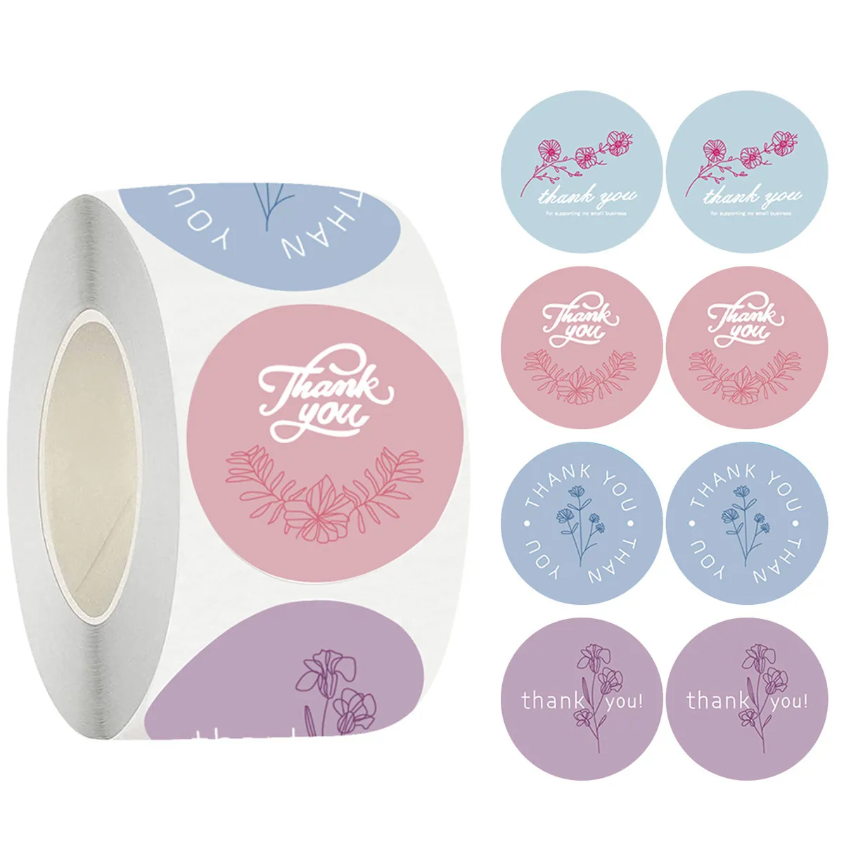 Rouleau d'Autocollants de Remerciement Floraux Étiquettes pour Petites Entreprises pour Emballage de Cadeaux Mariage Fête Scellage Autocollants Décoratifs