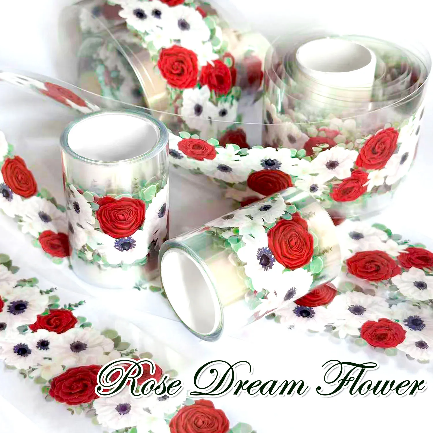 Rose Dream Flower PET Decorative Tape Vintage Floral Aesthetic Washi Tape For DIY Scrapbooking Journaling Notebook Stationery