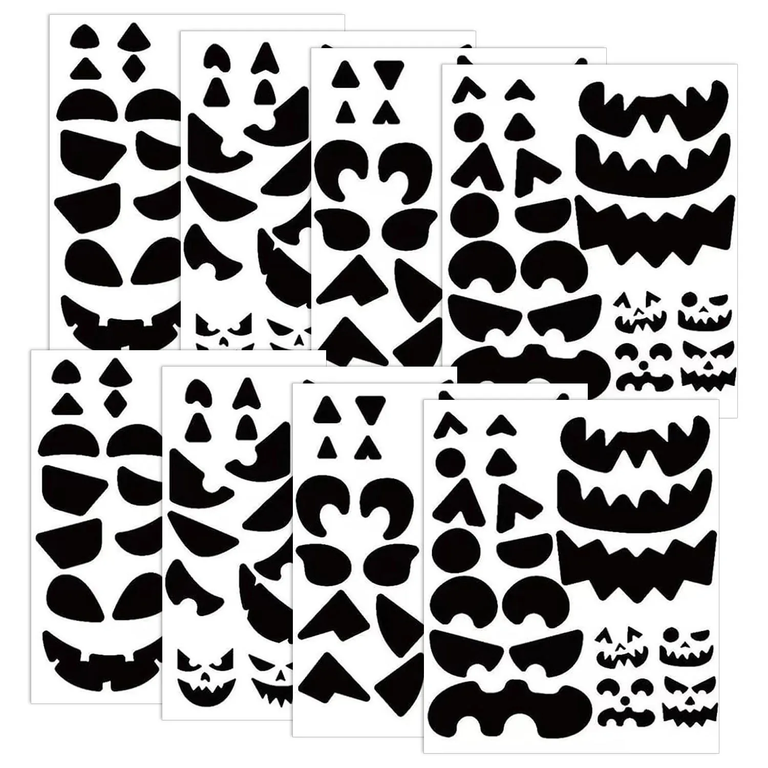 Halloween Pumpkin Face Stickers Funny Ghost Expression Decals For Pumpkin Decoration Self-Adhesive Synthetic Paper Stickers For Party Favors DIY Crafts