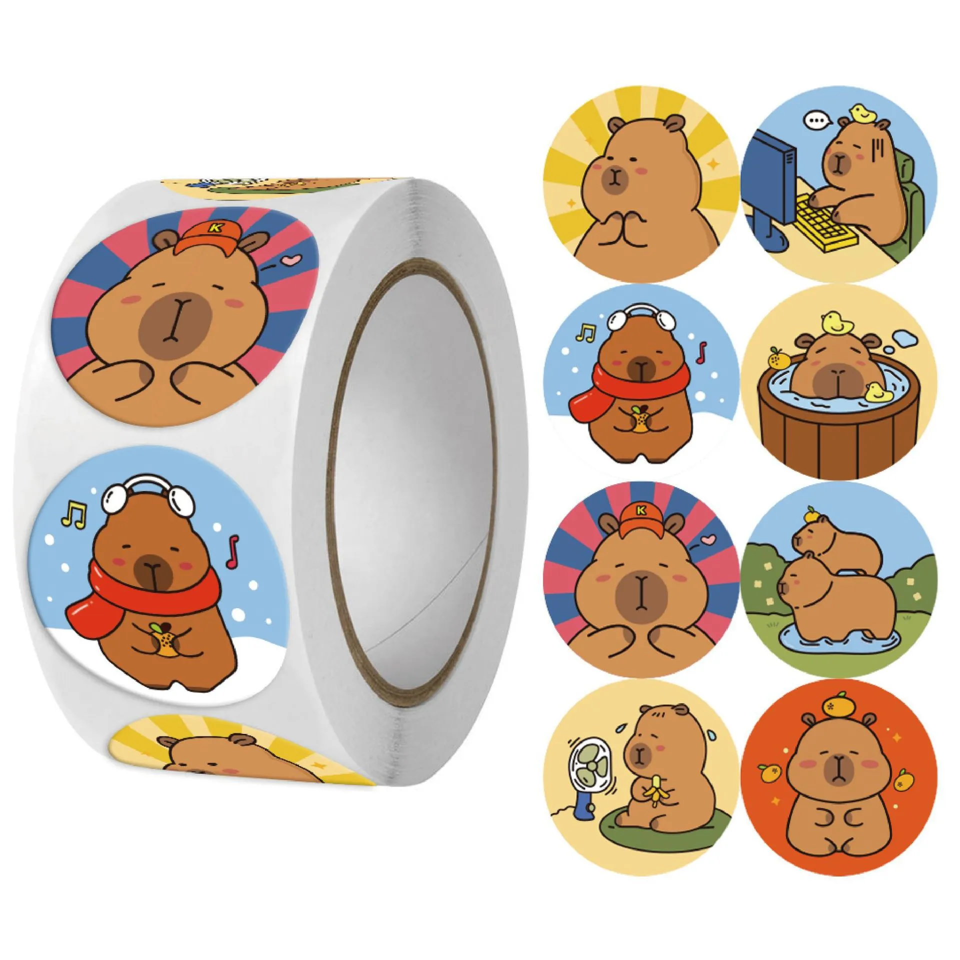 Capybara Cartoon Runde Selbstklebende Versiegelungsaufkleber Etiketten Für Geschenkverpackungen Verpackung Scrapbooking DIY Dekoration