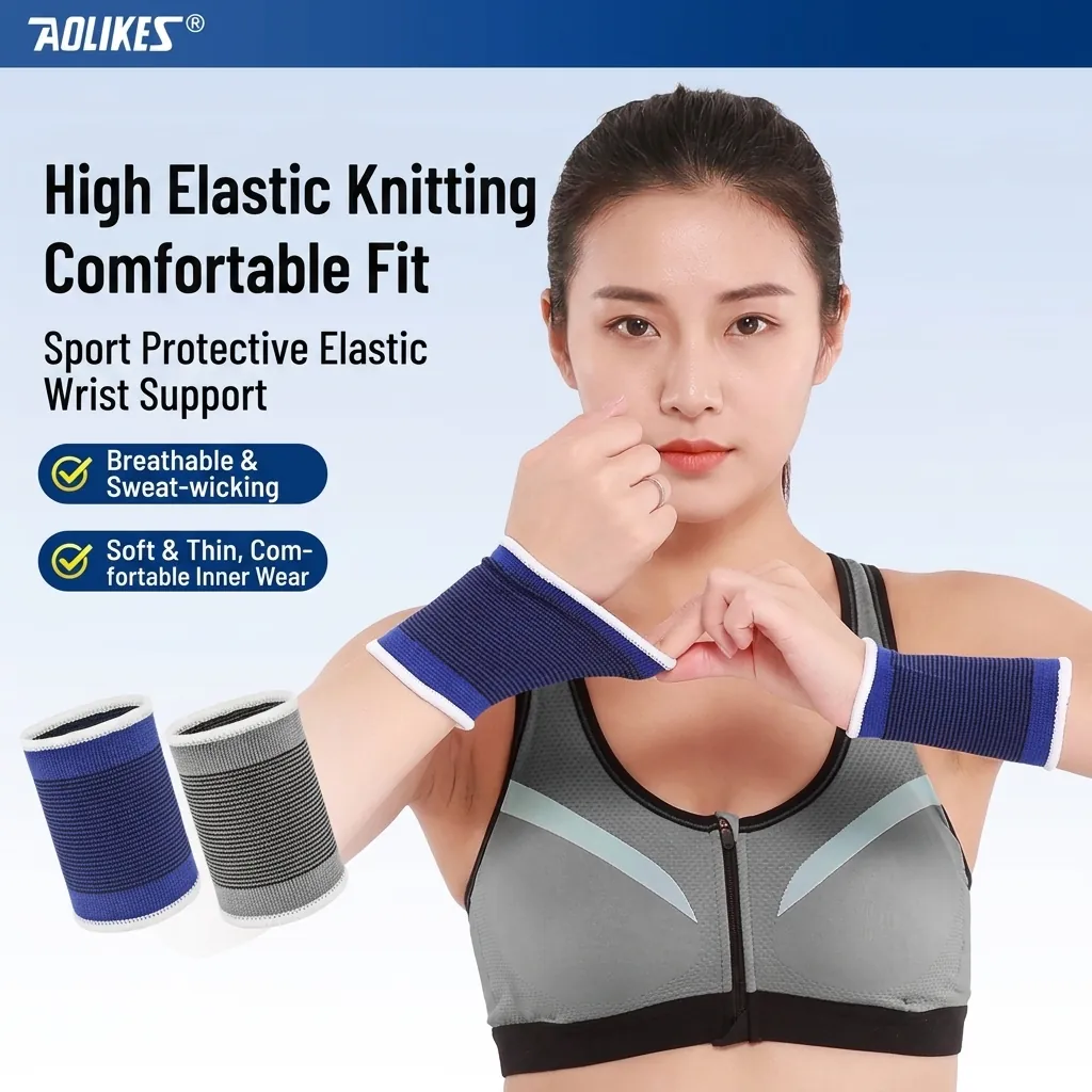 Breathable Elastic Sports Wristbands Polyester Sweat-Absorbent Wrist Support For Basketball Running Fitness Training Workout Unisex Accessories