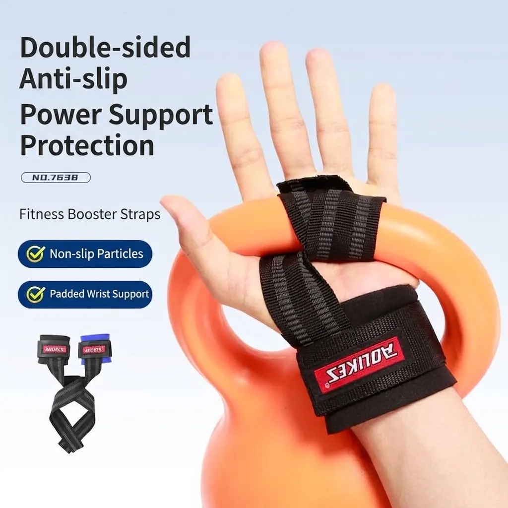 Weightlifting Straps Padded Wrist Support Anti Slip Adjustable Wristbands For Gym Fitness Bodybuilding Strength Training