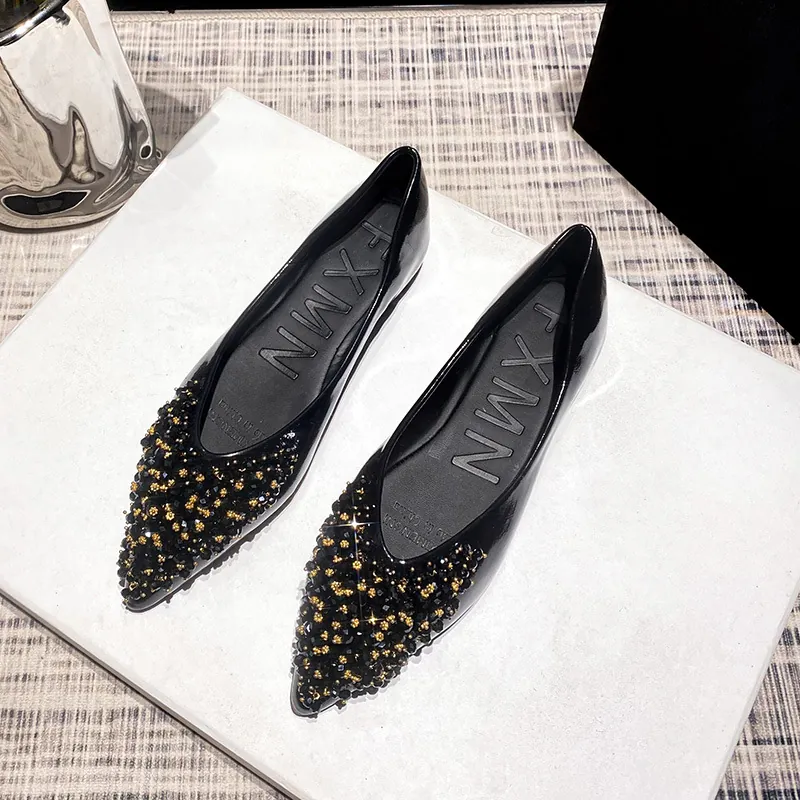Spitze Flache Schuhe Damen Frühling Pailletten Strass Ballerinas Glitzer Slip On Feenkleid Schuhe Große Größen