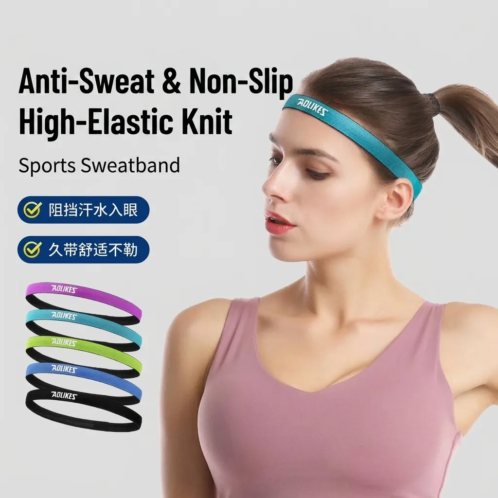 Non-Slip Sports Headband Unisex Polyester Elastic Sweatband For Running Fitness Yoga Anti-Sweat Breathable Hair Band