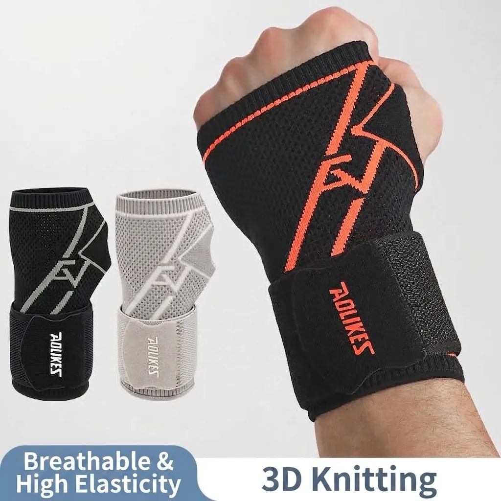 AOLIKES Adjustable Compression Wrist Band Nylon Fly Knit Breathable Wrist Support For Sports Fitness Basketball Single Guard