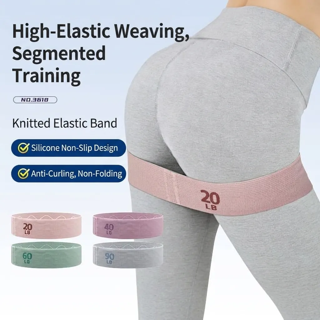 Bande di Resistenza Per Allenamento Glutei Donna Anelli Yoga in Tessuto Antiscivolo Livelli di Forza Professionali Fasce Elastiche Fitness