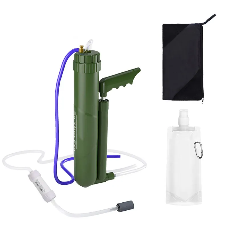 Portable Manual Hand Pump Water Filter Purifier For Camping Hiking Emergency 0.01 Micron UF RO Multi Stage Filtration System
