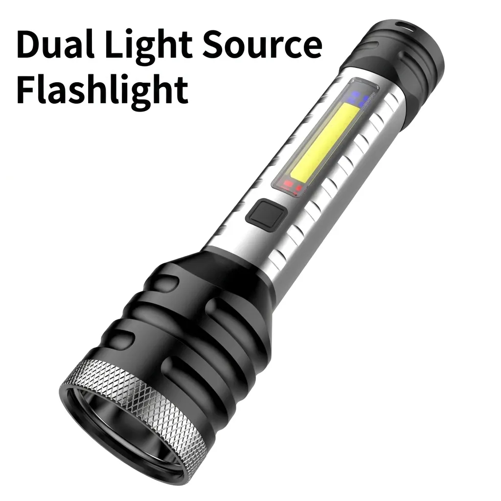 Wiederaufladbare LED Taschenlampe ABS Tragbare Hochleistungs Suchscheinwerfer mit COB Seitenlicht Wasserdichte Lampe für Camping Wandern Notfall