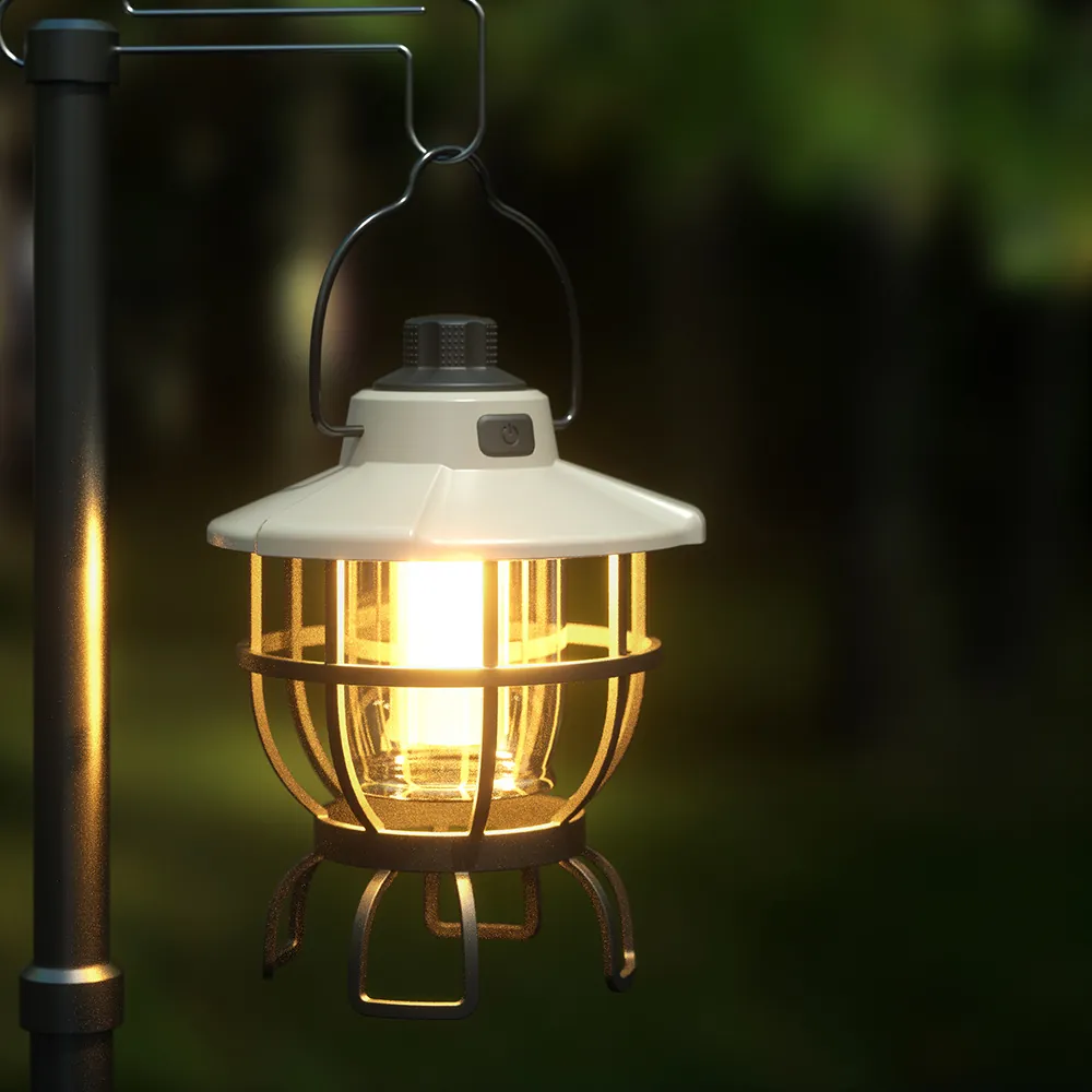 Retro Portable LED Camping Lantern Atmosphere Night Light Stepless Dimming Rechargeable Hanging Lamp Outdoor Tent Lighting Home Decor Gift
