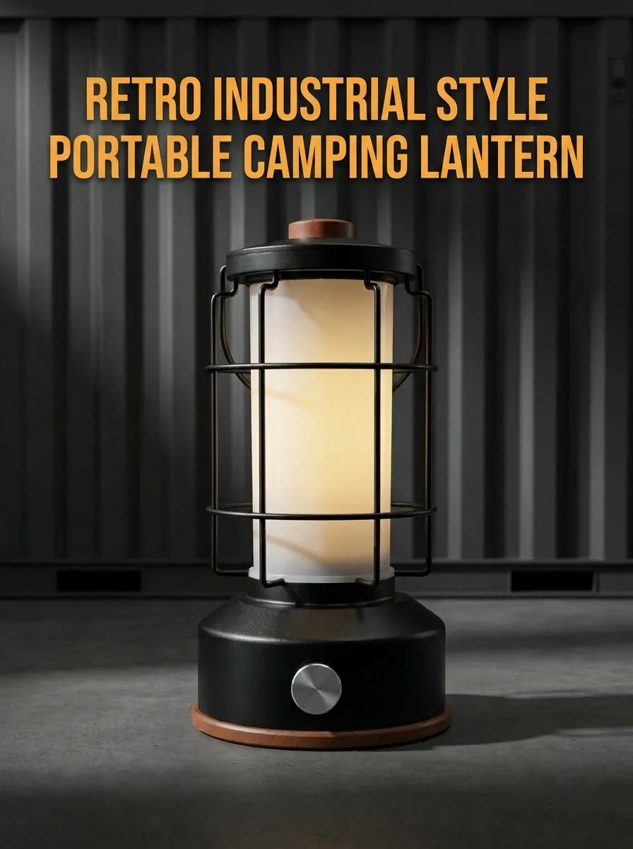 Lanterna da Campeggio all'Aperto in Stile Industriale Retrò con Dimmerazione Continua e Maniglia Portatile Lampada a Sospensione Vintage