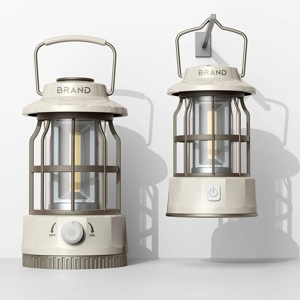 Portable Retro LED Camping Lantern Rechargeable Outdoor Hanging Tent Lamp Vintage Atmosphere Lighting For Hiking Camping
