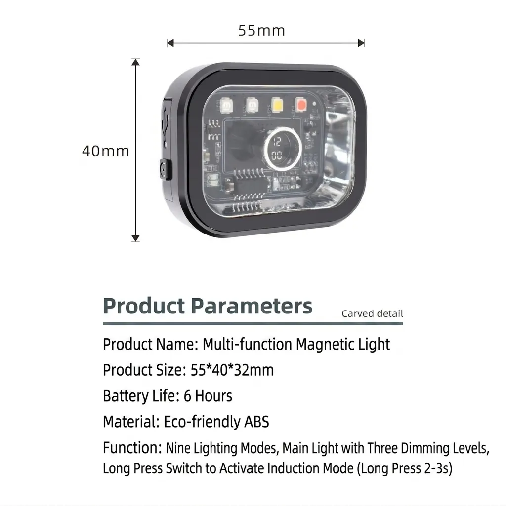ABS Magnetic LED Headlamp USB Rechargeable Induction Work Light Waterproof Portable Outdoor Night Running Fishing Headlight