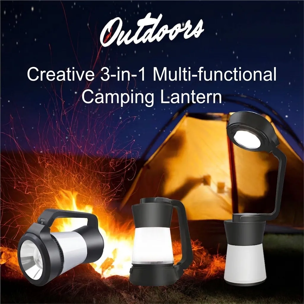 3-In-1 Multi-Functional LED Camping Lantern Rechargeable Flashlight Foldable Desk Lamp Portable SOS Emergency Outdoor Light
