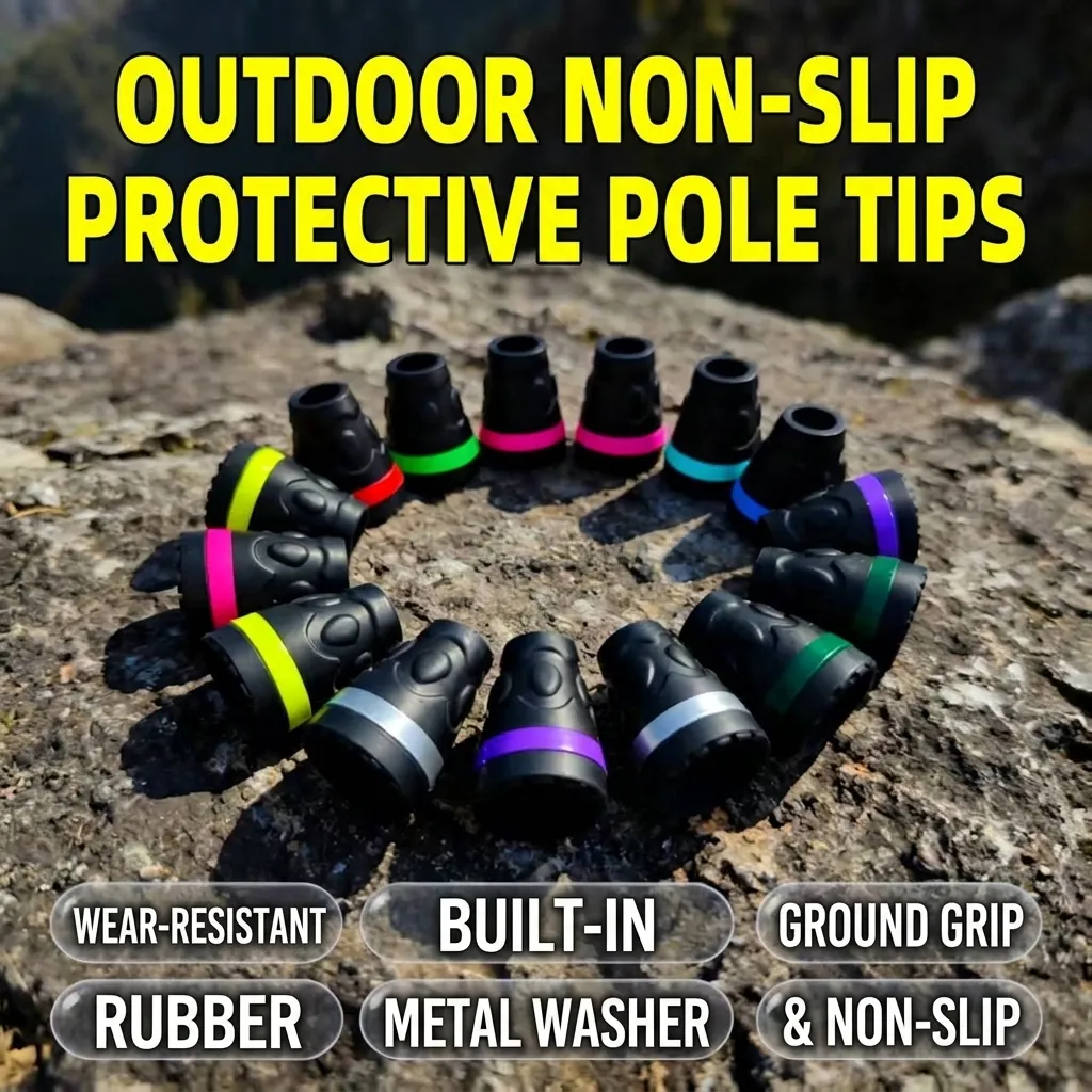 Puntas de Bastón de Trekking de Goma Resistentes al Desgaste Almohadillas Antideslizantes para Bastón de Caminar Accesorios Bicolores