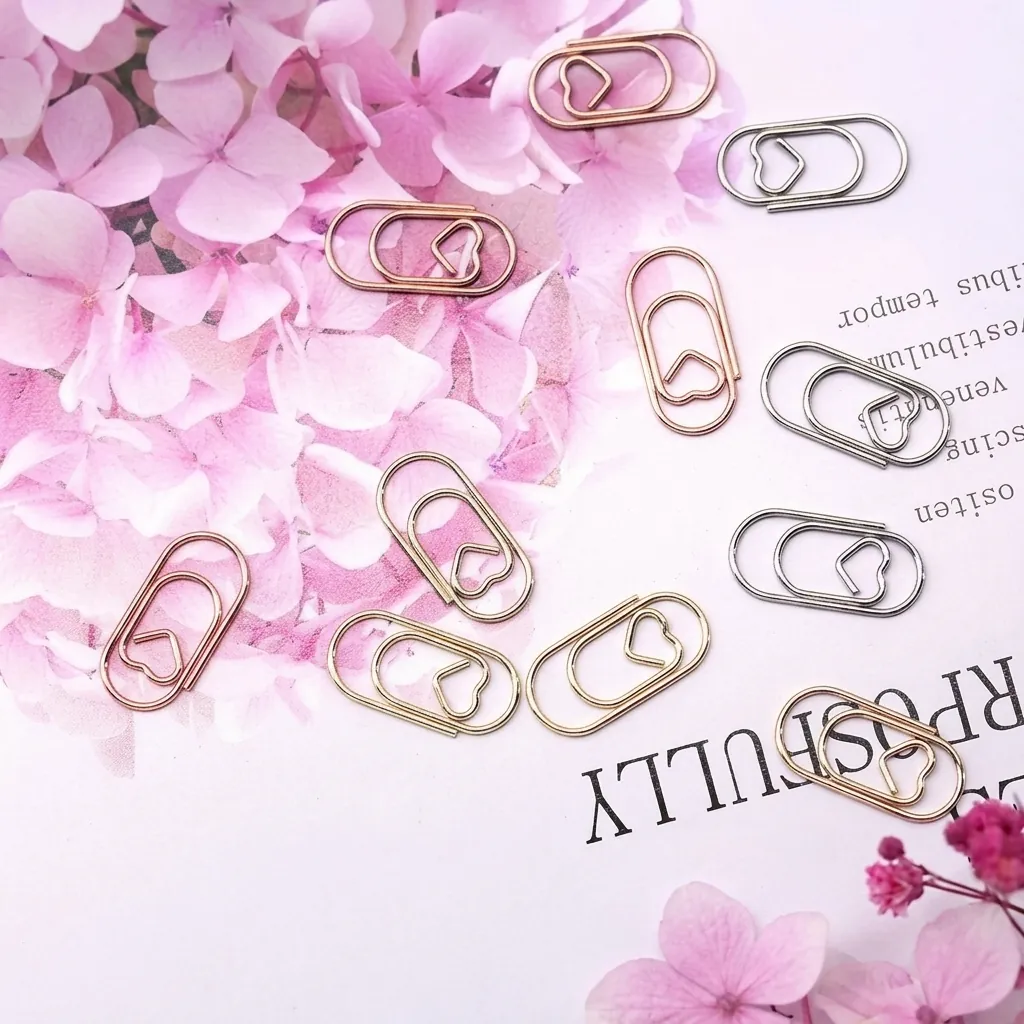 Graffette Metalliche Creative a Forma di Croce e Cuore Oro Oro Rosa Argento Filo Decorativo Organizzatore Documenti Ufficio Scuola