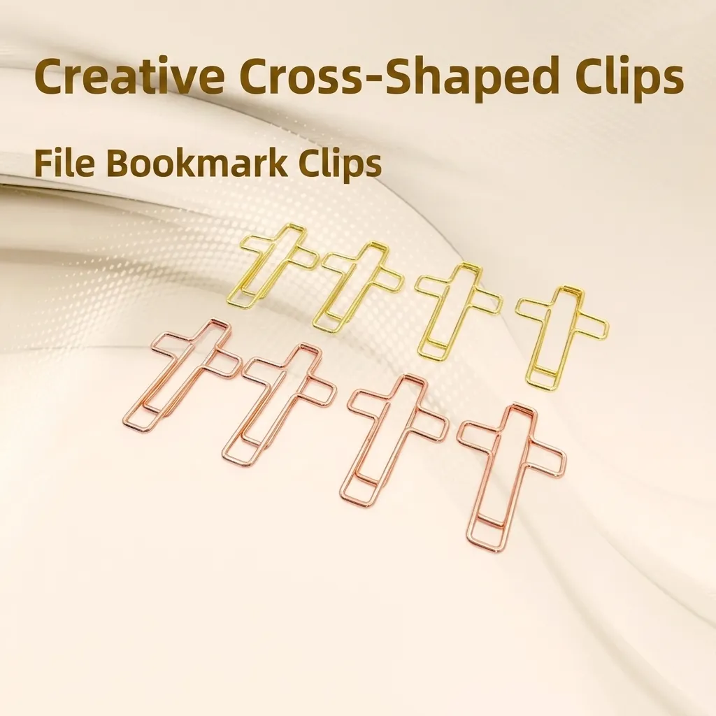 Graffette in Metallo a Forma di Croce Creative Clip Segnalibro Decorative Oro Oro Rosa Organizzatore Documenti Ufficio Scuola