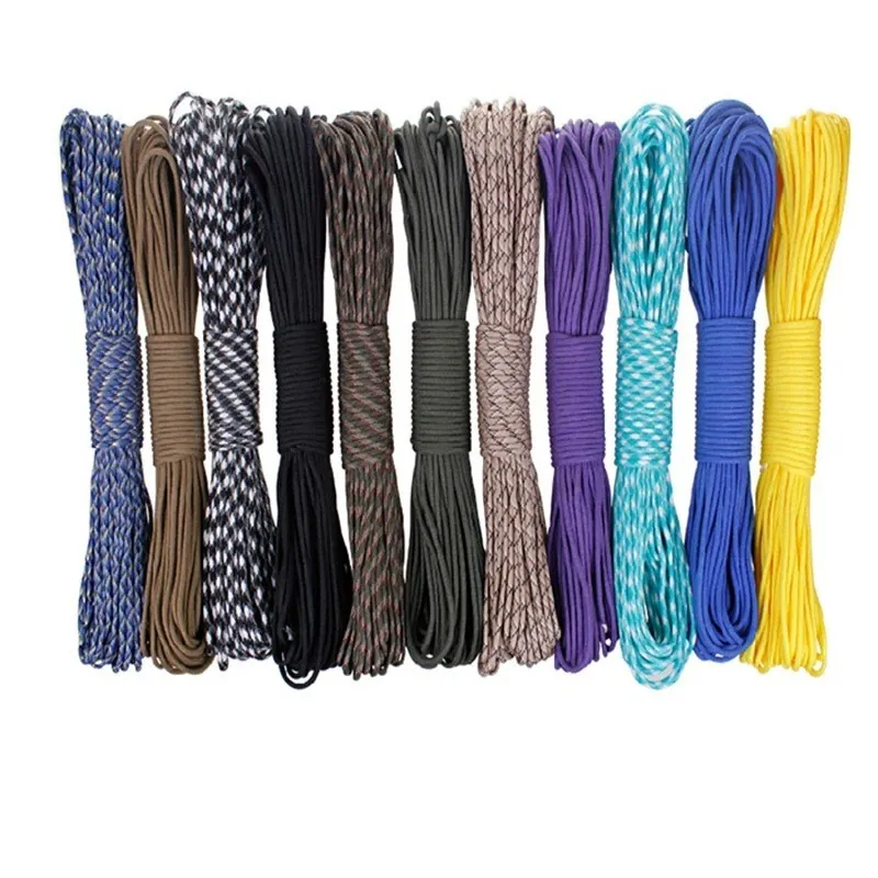 Paracorde 4mm à 7 Brins en Polyester Tressé Corde de Survie Extérieure Cordelette de Secours Polyvalente pour Camping Randonnée