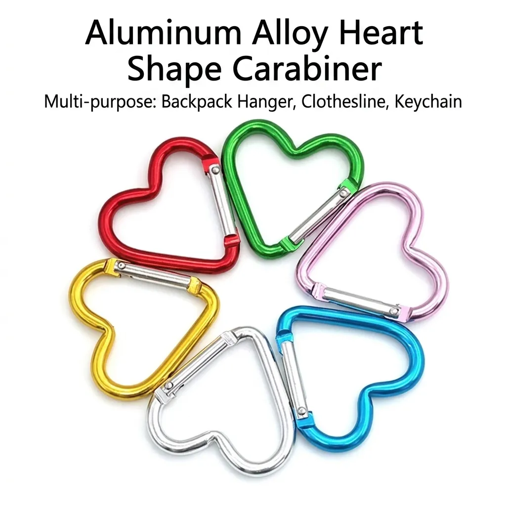 Heart-Shaped Aluminum Alloy Mini Carabiners For Bag DIY Clothes Accessories Colorful Heart Hook Keychain Backpack Decoration Women Kids Gift