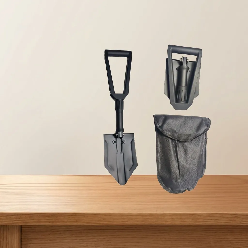 Pala de Camping Plegable para Exteriores Multifuncional de Acero al Manganeso Herramienta de Supervivencia Militar Con Bolsa de Transporte