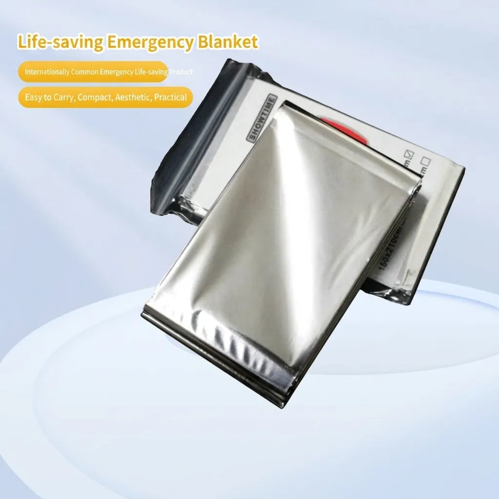 Coperta di Emergenza per Esterni in Foglio di Mylar Termico Primo Soccorso Impermeabile Antivento Riflettente per Campeggio Sopravvivenza