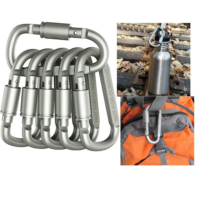 Aluminum Alloy D-Ring Carabiner Screw Lock Spring Snap Clip Hook For Backpack Camping Outdoor Travel Keychain Not For Climbing