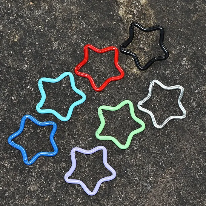Star Shape Aluminum Alloy Carabiner Electrophoretic Colorful Keychain Hook DIY Phone Decoration Accessory Metal Star Buckle