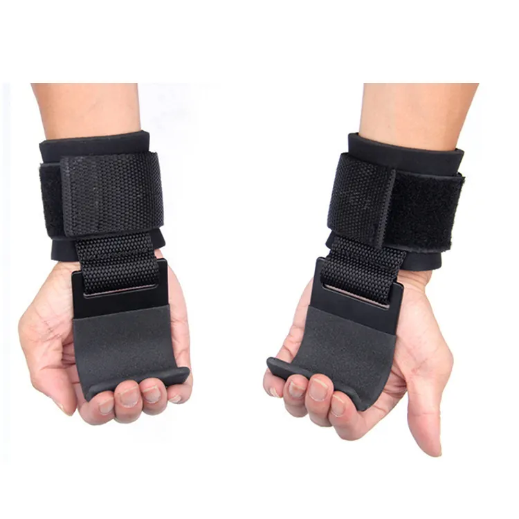 Professional Weightlifting Hooks Padded Wrist Straps For Deadlifts Pull Ups Gym Workout Grip Assistance Strength Training Power Hooks Pair