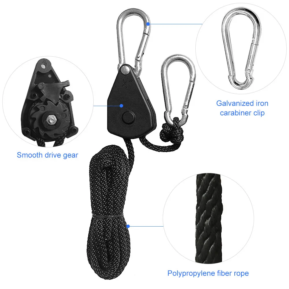 Verstelbare Touw Ratel Katrol Hanger Voor Buiten Camping Tent Zware Katrol Met Gegalvaniseerde Karabijnhaken Touw Set