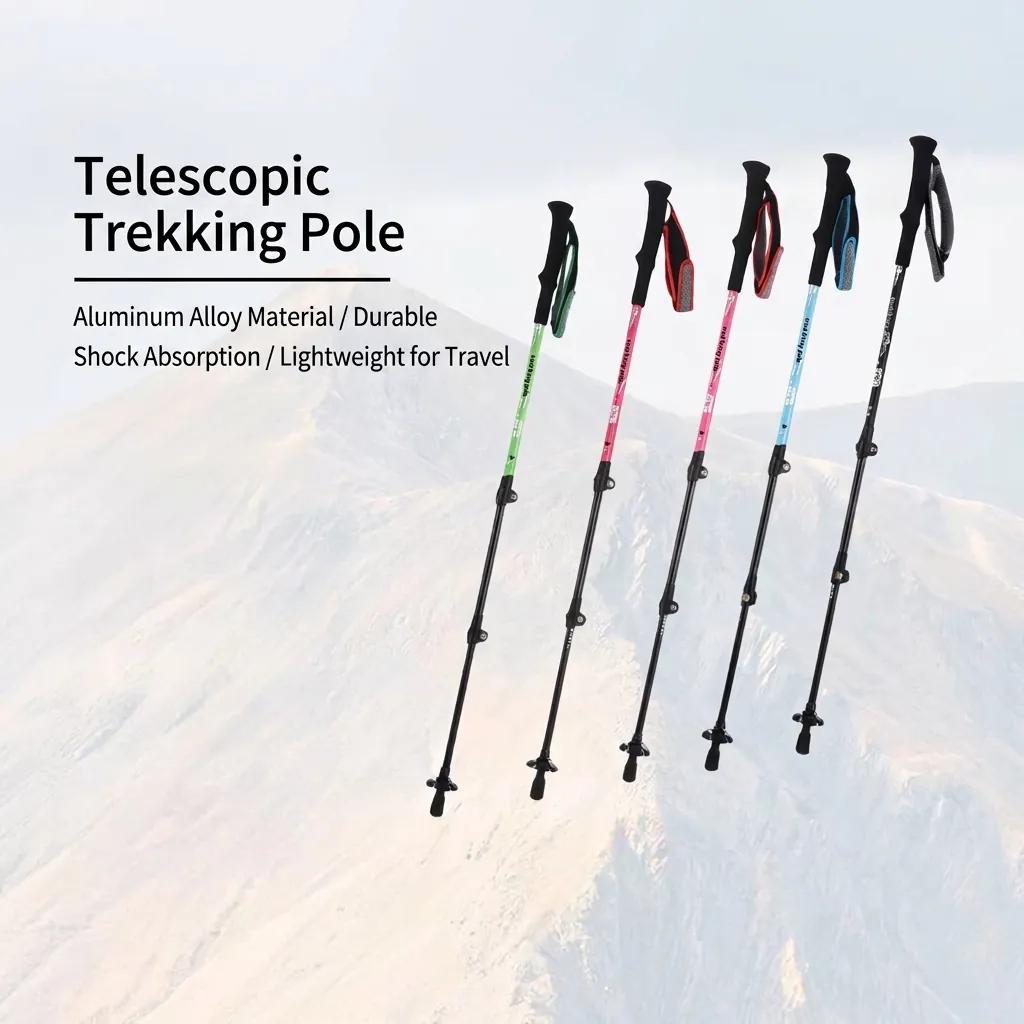 Bâton de Trekking Télescopique en Alliage d'Aluminium 7075 Verrouillage Externe Professionnel Bâton de Marche pour Randonnée Escalade Sports de Plein Air Portable Antidérapant