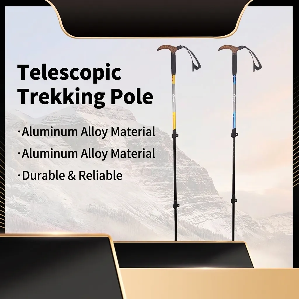 Bastone da Trekking Telescopico in Lega di Alluminio Bastone da Escursionismo Impugnatura a T Antiscivolo per Arrampicata