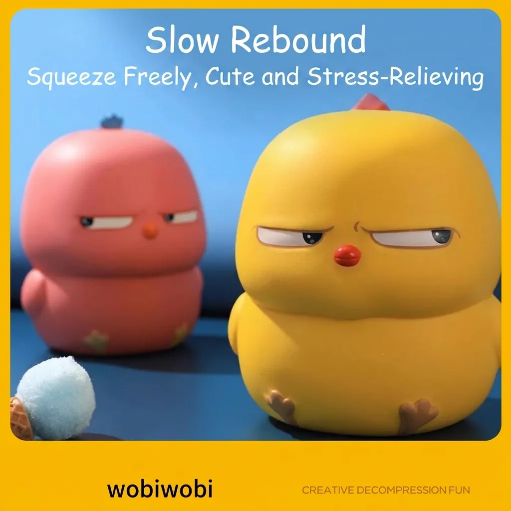 Jouet Squishy Poulet Jaune Dessin Animé Mignon Rebond Lent PVC Anti-Stress Jouet à Presser pour Enfants Adultes Cadeau