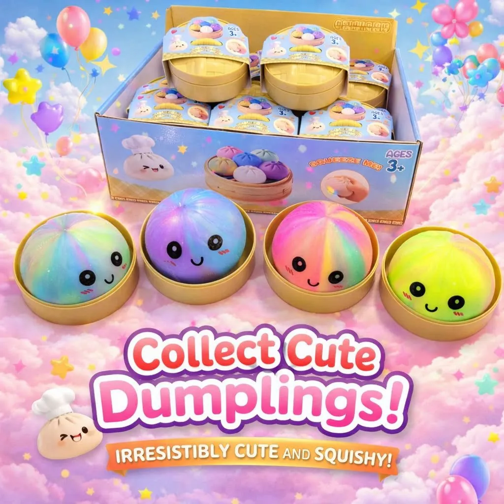 Simulation Bun Squishy Toy Rainbow Cartoon Steamer Dumpling Stress Relief Squeeze Toy for Kids Adults Office Desk Sensory Toy