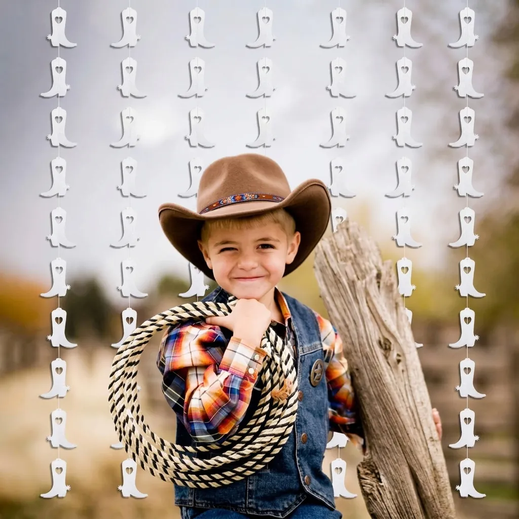 Western Cowboy Party Boots Garland Decoration Glitter Paper Disco Theme Bachelorette Party Hanging Ornaments Decor