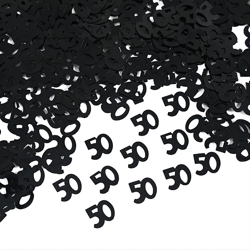 Number 50 Birthday Party Confetti Metallic Glossy Table Decorations For 50th Anniversary Wedding Celebration PVC Glitter Confetti