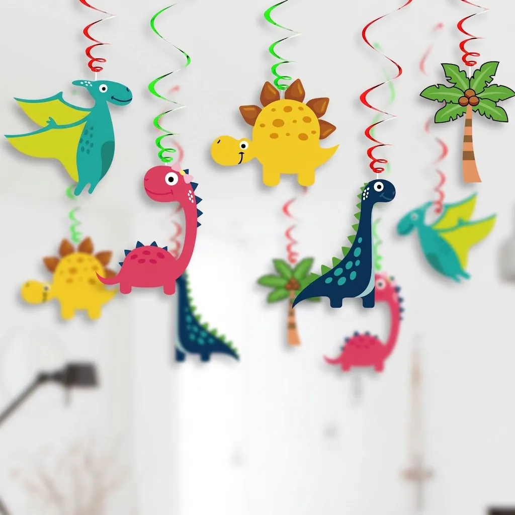Dinosaurier Thema Hängende Spiral Dekorationen Für Kindertag Geburtstag Party Decke Hintergrund Dekor Papier Cartoon Anhänger